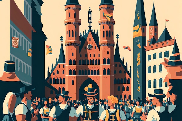 Ilustración Oktoberfest en Múnich, Alemania