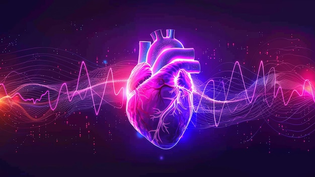 Ilustración del órgano del latido cardíaco humano en el fondo del cardiograma ECG para el diagnóstico de la atención médica