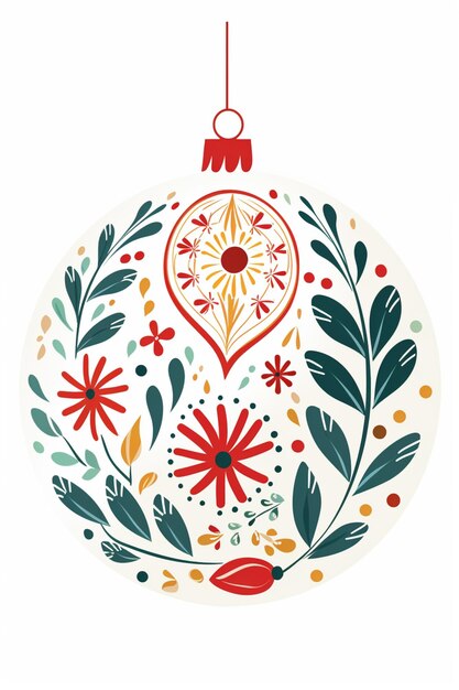 Foto ilustración de un ornamento navideño con un diseño floral generativo ai