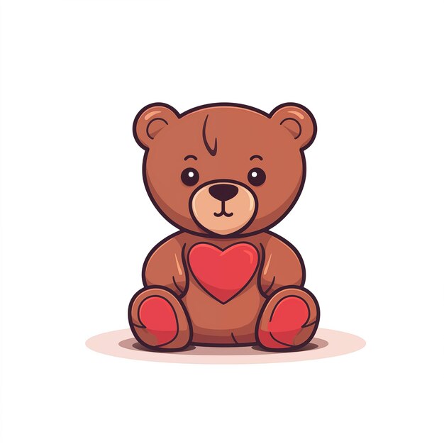 Foto ilustración de un osito de peluche de dibujos animados con un corazón rojo