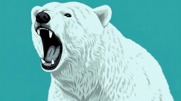 Ilustración de un oso blanco con la boca abierta IA generativa