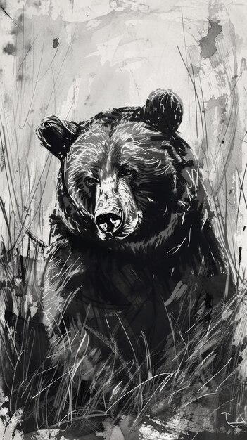 Foto ilustración de oso blanco y negro