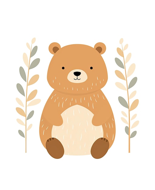 Foto ilustración de oso lindo y tierno personaje de dibujos animados vector