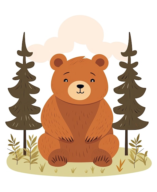 Foto ilustración de oso lindo y tierno personaje de dibujos animados vector