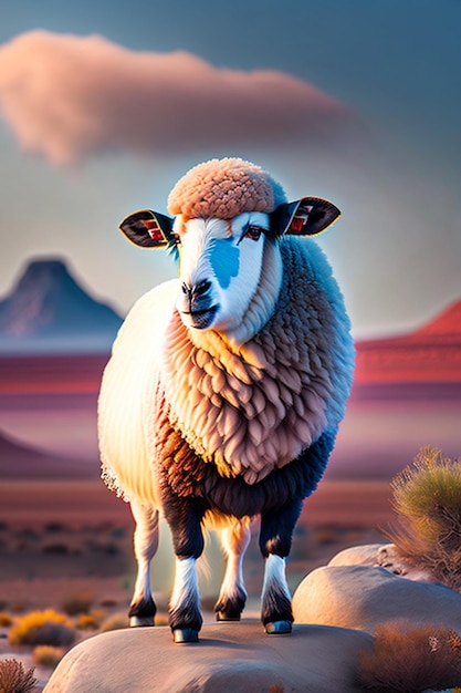 Ilustración de ovejas con antecedentes islámicos