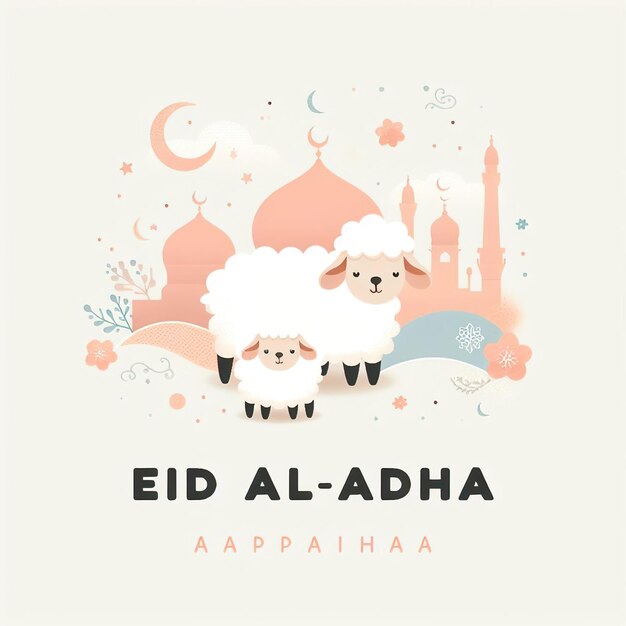 Ilustración de ovejas para el diseño de Eid al adha