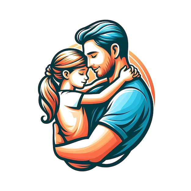 Ilustración de un padre con su hija pequeña en una expedición Concepto del día del padre Los padres aman las relaciones entre el padre y el hijo