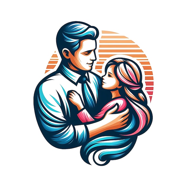 Ilustración de un padre con su hija pequeña en una expedición Concepto del día del padre Los padres aman las relaciones entre el padre y el hijo