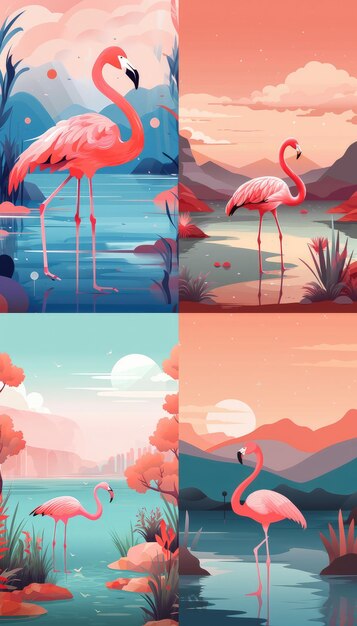 Ilustración para la página de inicio del sitio web en colores pastel Animales exóticos y naturaleza Generative Ai