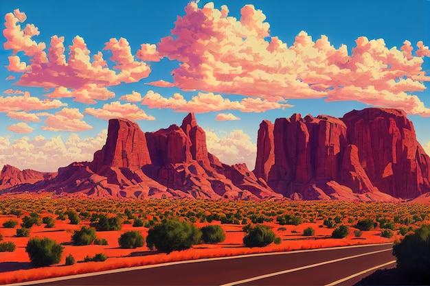 Ilustración de paisaje de dibujos animados de arizona