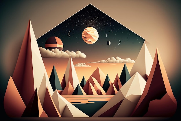 Ilustración de paisaje geométrico abstracto como fondo