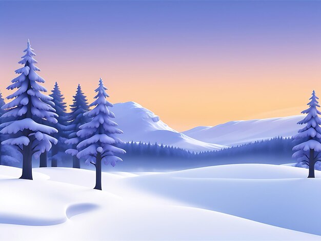 Ilustración de un paisaje invernal en gradiente