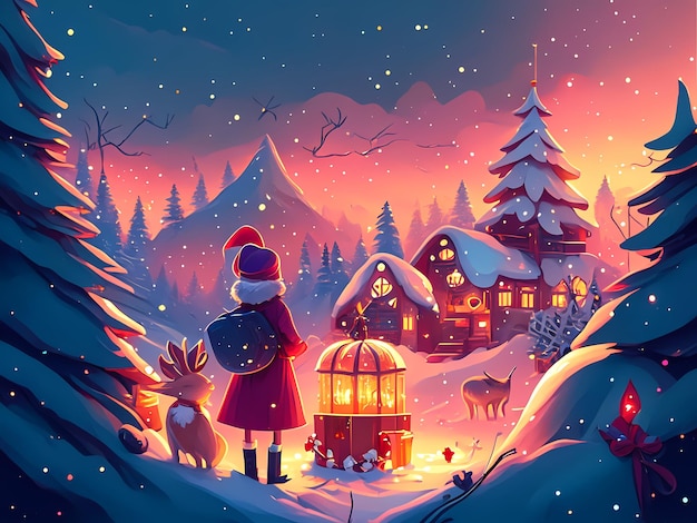 ilustración de paisaje navideño