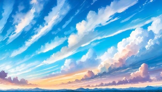 Ilustración del paisaje de nubes visto desde el horizonte