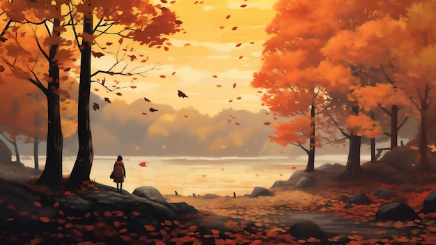 Ilustración de paisaje de otoño