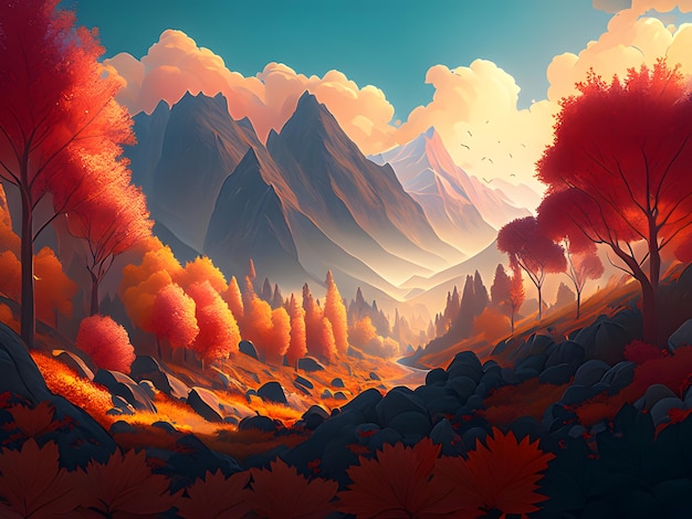 Ilustración de paisaje de otoño