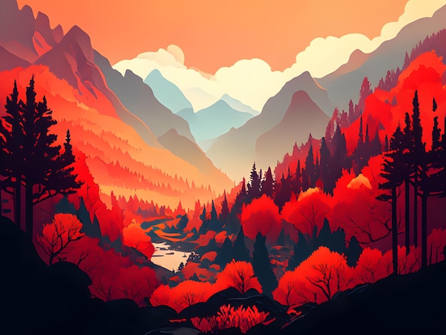 Ilustración de paisaje de otoño