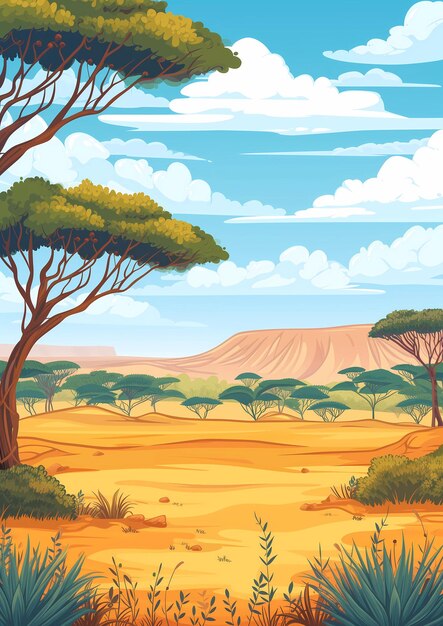 Foto ilustración del paisaje de la sabana africana