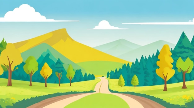 Ilustración de paisaje de verano de vector plano