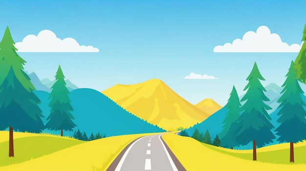 Ilustración de paisaje de verano de vector plano