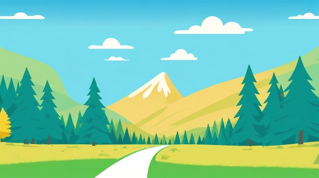 Ilustración de paisaje de verano de vector plano