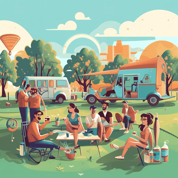 ilustración de un paisaje de verano