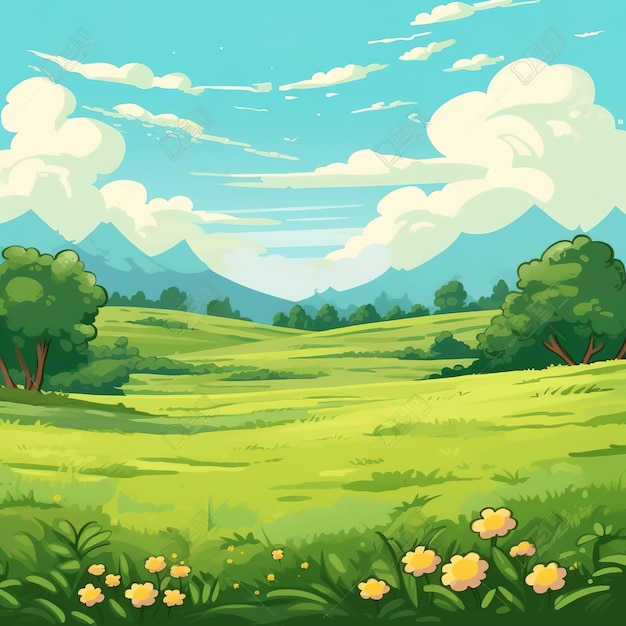 Ilustración de paisaje de verano