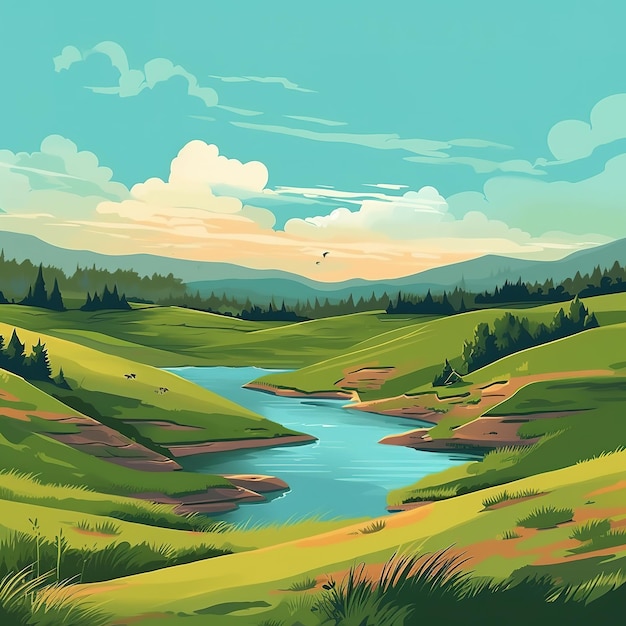 Ilustración de paisaje de verano