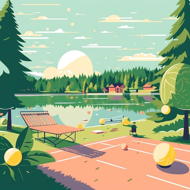 Ilustración de paisaje de verano