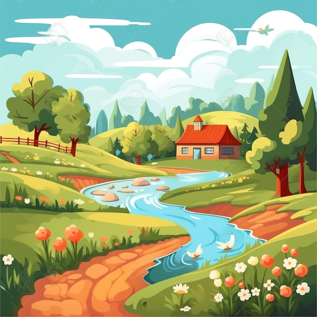 Ilustración de paisaje de verano