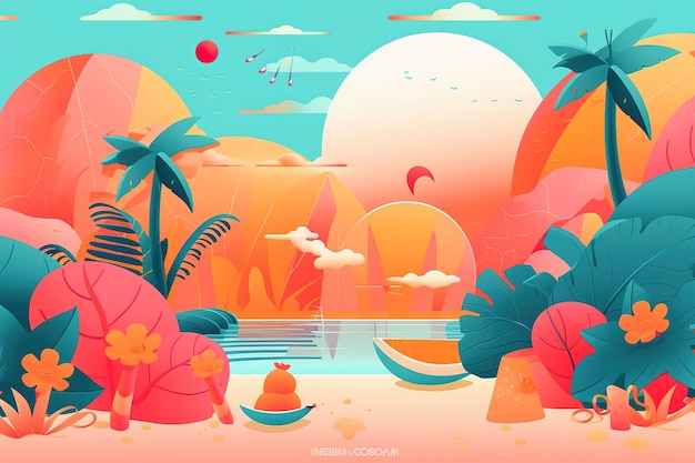 Ilustración de paisaje de verano