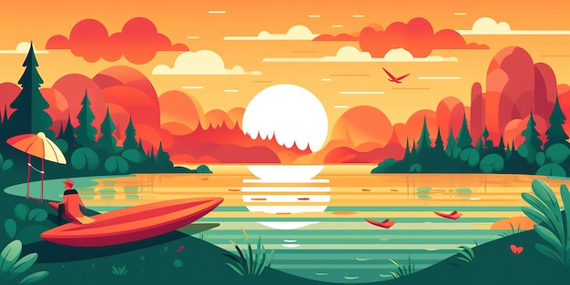 Ilustración de paisaje de verano