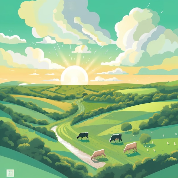 Ilustración de paisaje de verano