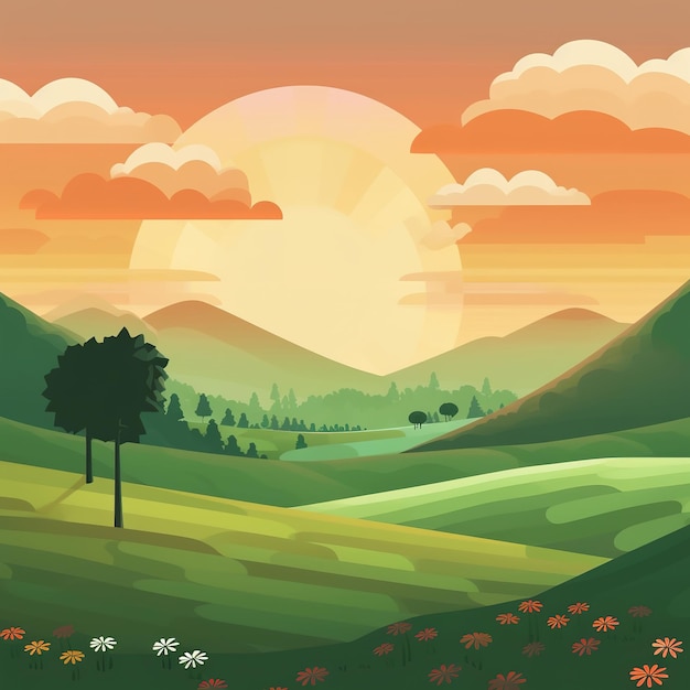 Ilustración de paisaje de verano