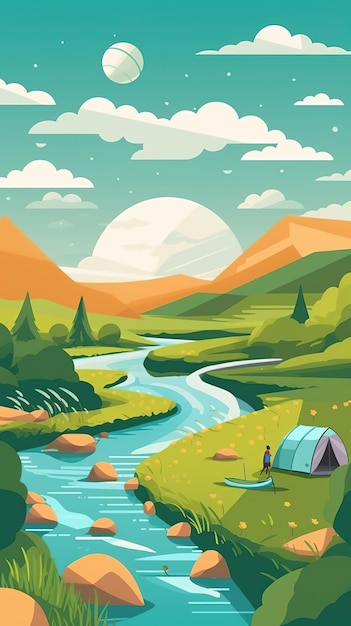 Ilustración de paisaje de verano