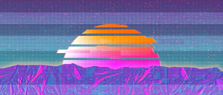 Foto ilustración de paisajes al estilo cyber punk
