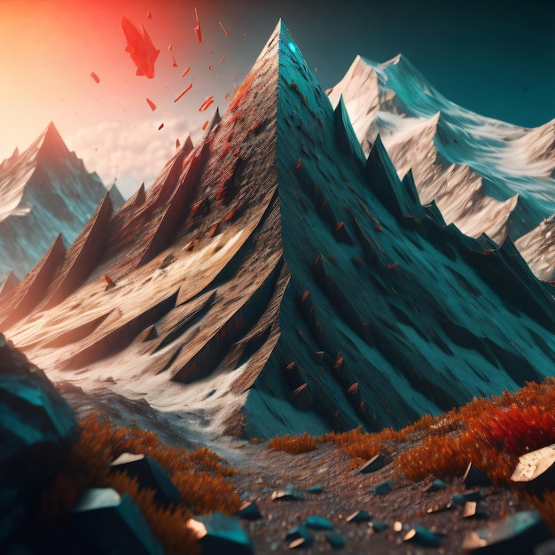 Ilustración de paisajes de montaña generativa de IA