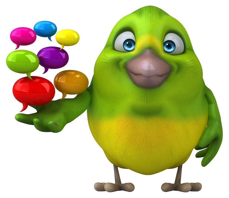 Foto ilustración de pájaro verde divertido