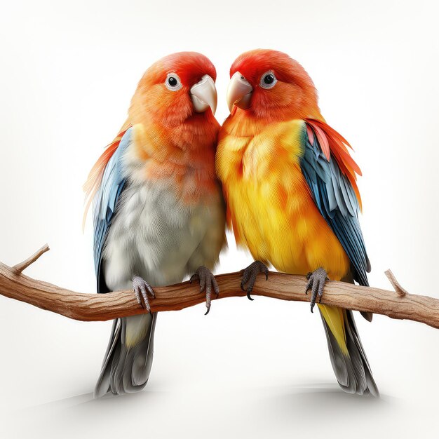 Ilustración de pájaros amorosos realistas que se involucran en un espectáculo perfecto aislado