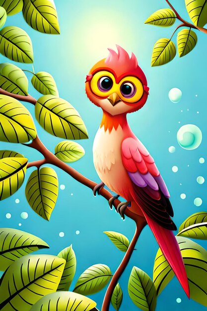 Ilustración de pájaros coloridos con fondo de flores