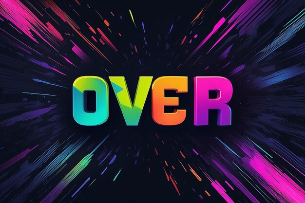 Foto ilustración de palabras vectoriales game over play again en diseño de fallas de ruido cibernético para páginas web de banners de juegos efecto de letras de tres colores a mitad de desplazamiento