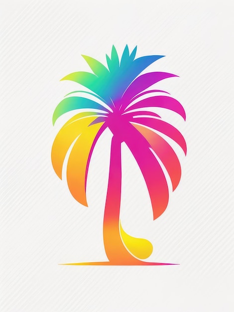 Ilustración de una palmera tropical vibrante contra un fondo blanco limpio creado con tecnología de IA generativa