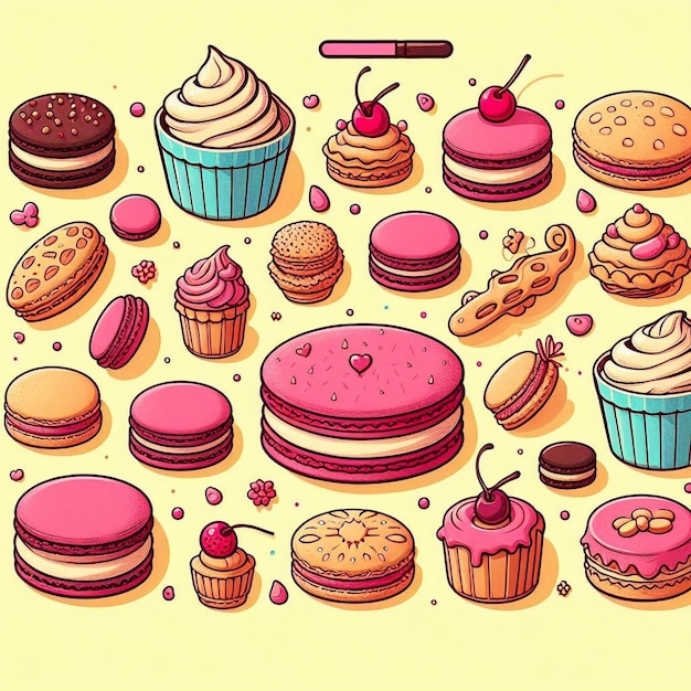 Ilustración de la panadería de macarrones