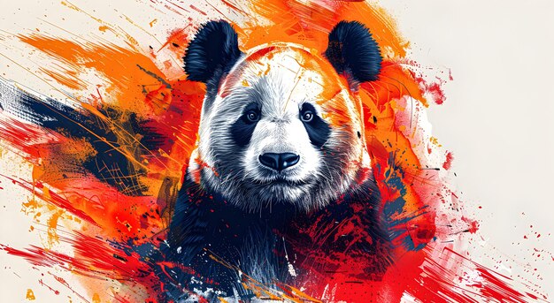 Ilustración de panda minimalista y brillante en estilo vectorial Colores y contornos simples