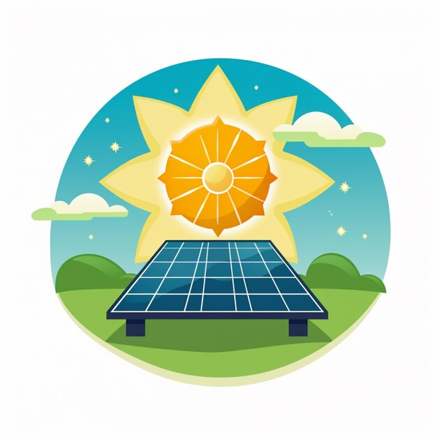 ilustración de un panel solar con un sol en el medio ai generativa