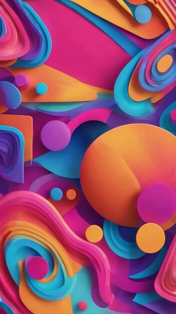 Ilustración de papel pintado de pared moderno de formas groovy coloridas de Y2k