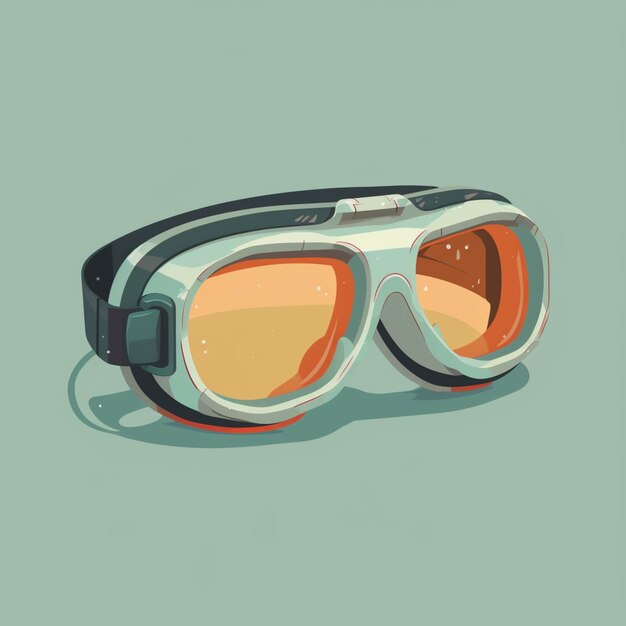 Foto ilustración de un par de gafas de protección con lentes naranjas en un fondo verde