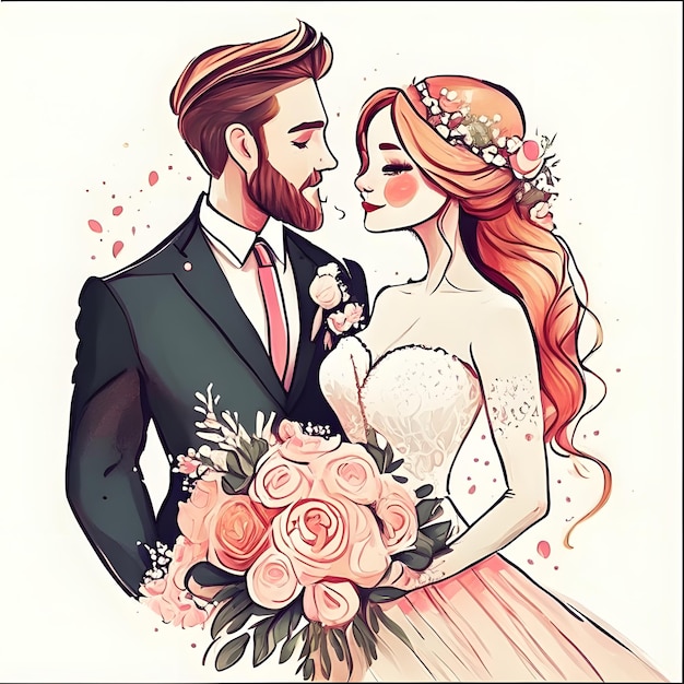 Ilustración de pareja de boda