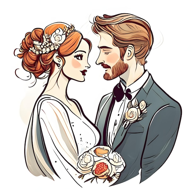 Ilustración de pareja de boda