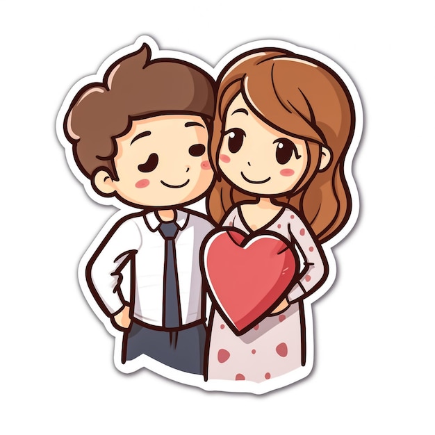 Foto ilustración de una pareja de dibujos animados en el día de san valentín